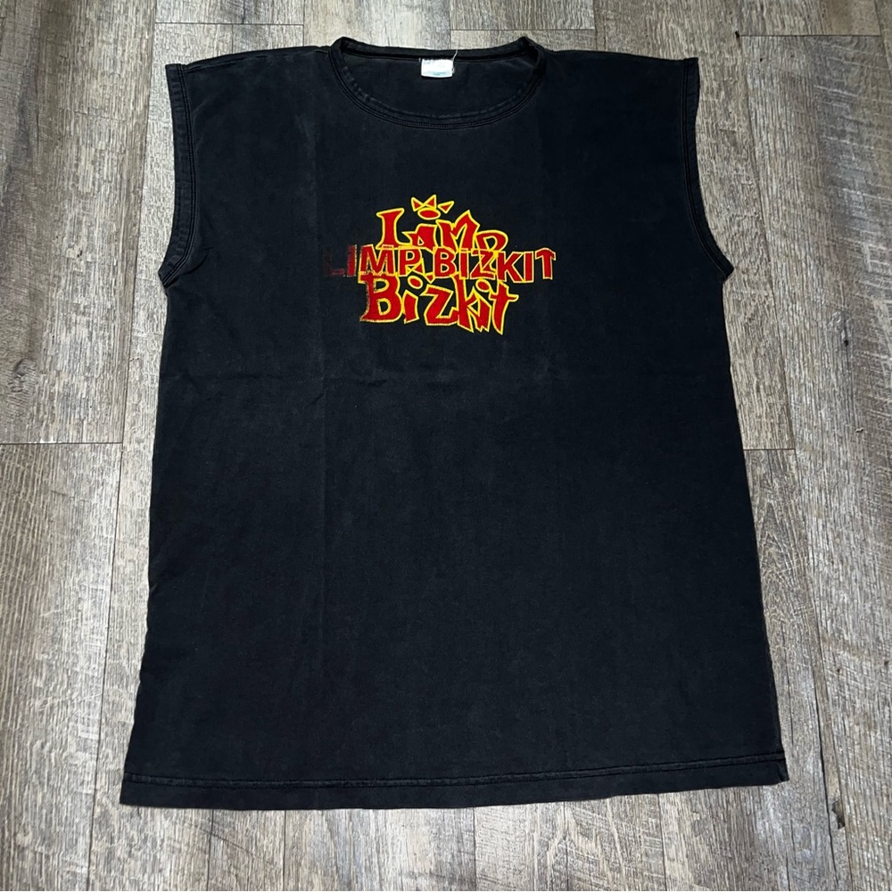 Vintage Black Faded Limp Bizkit Band Tour Muscle Tee Size Large‎